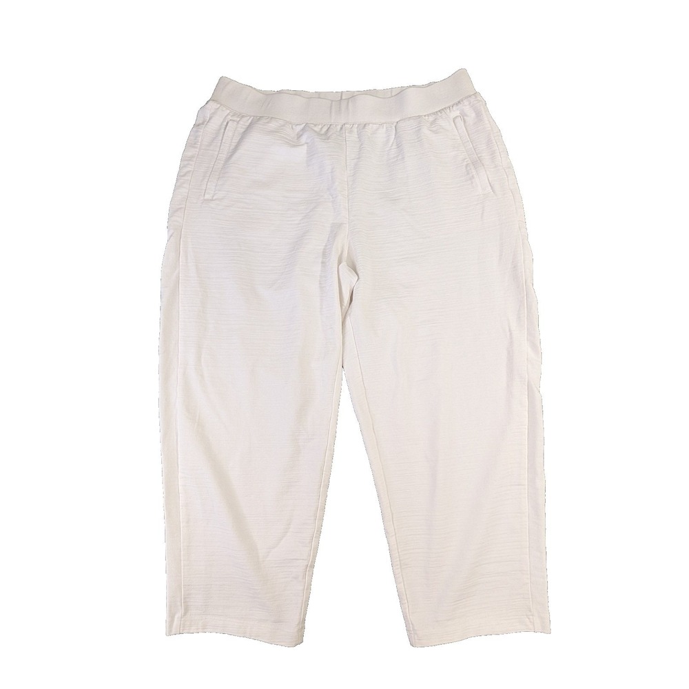 T by Talbots Pull On Crop Pants Womens XL Petite White Elastic Waist Stretch